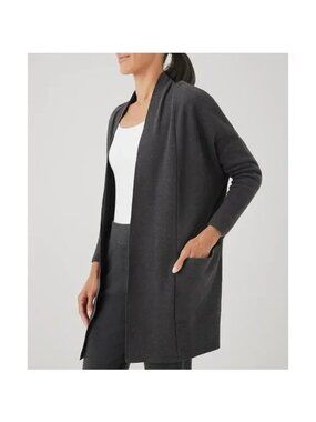 Pact Organic Cotton Airplane Wrap Wrap Cardigan Sweater in Grey Size XS/S